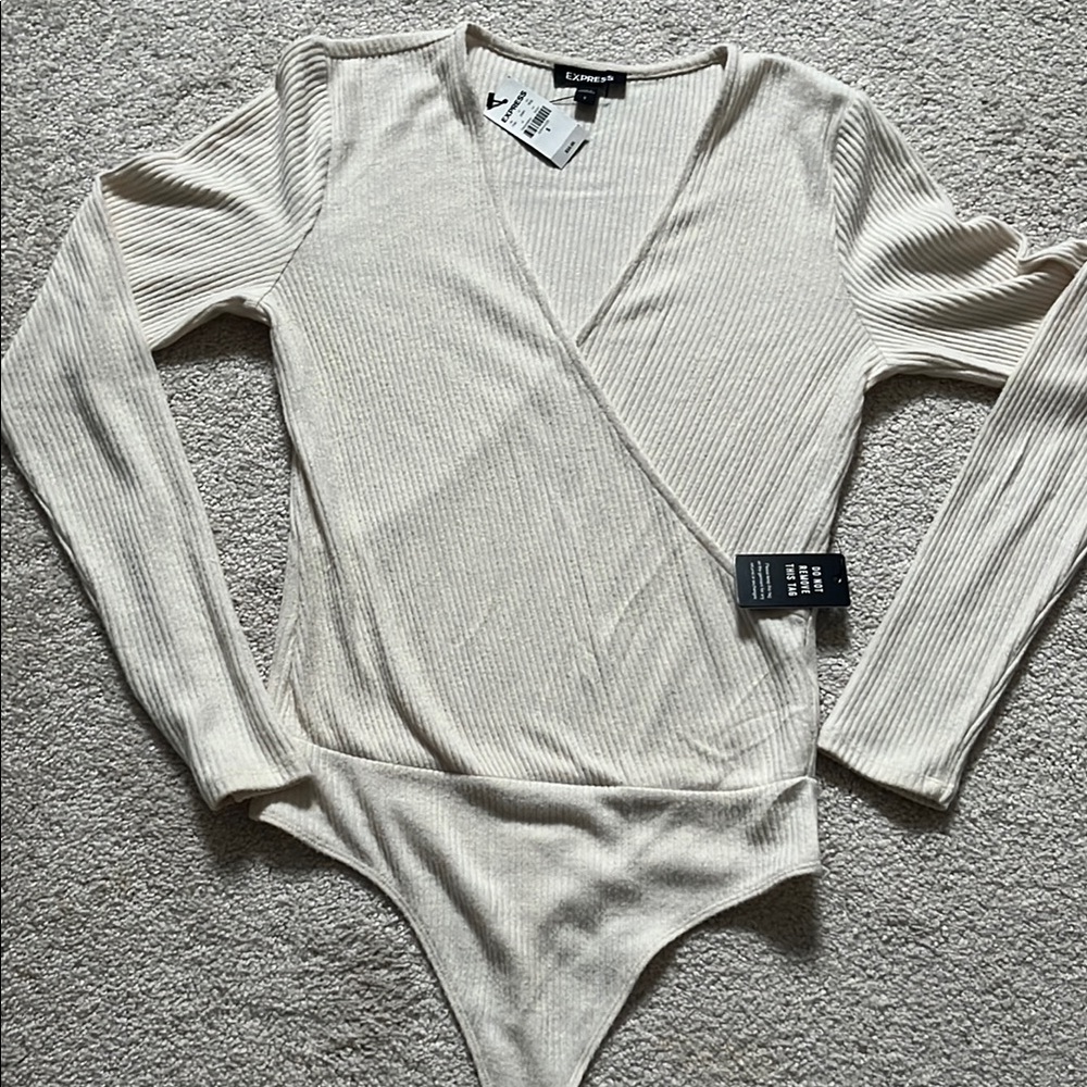 Lush Cream Ribbed Wrap Top